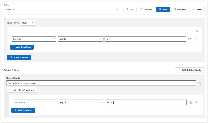 FetchXML Query Builder