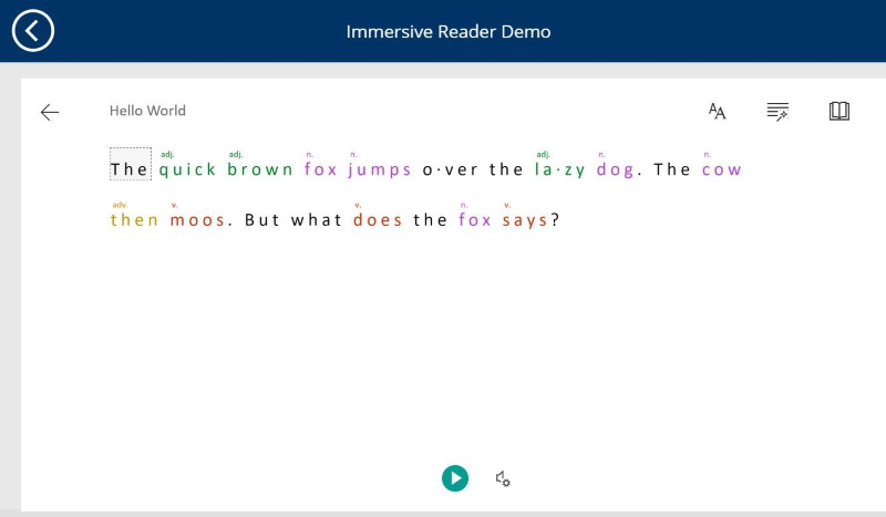 Immersive Reader Control