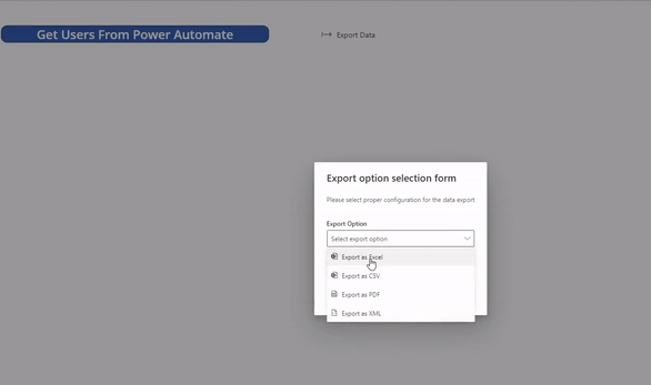 JSON Table Export PCF