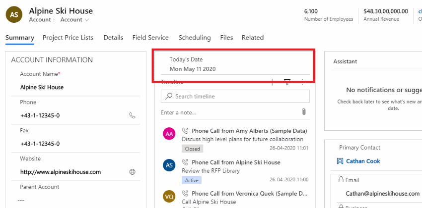 Today's Date Control